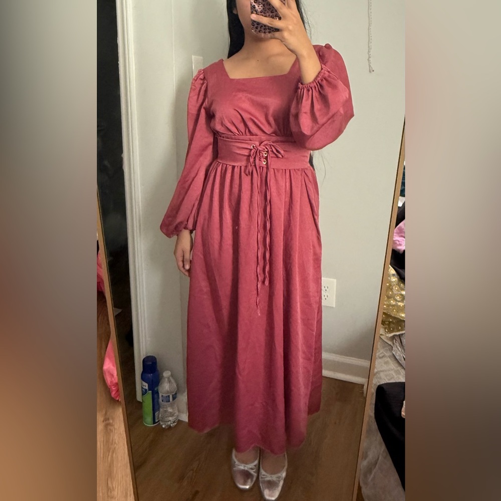 SHEIN Long Sleeve Pink Dress